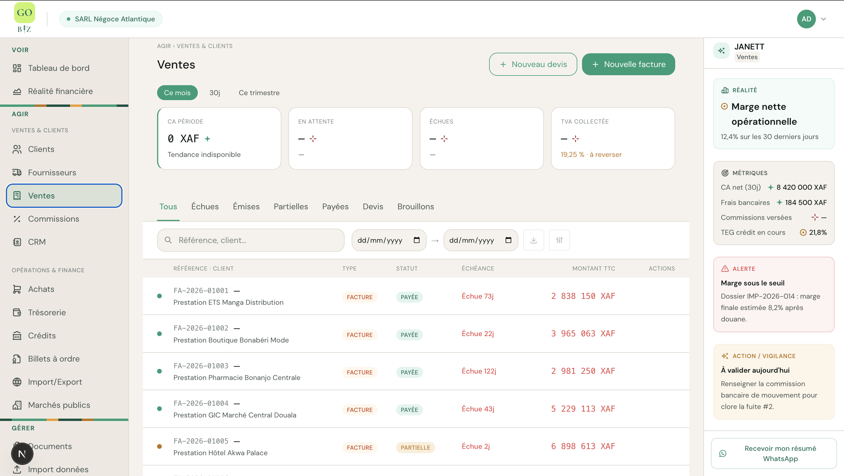 Ventes — GO BIZ